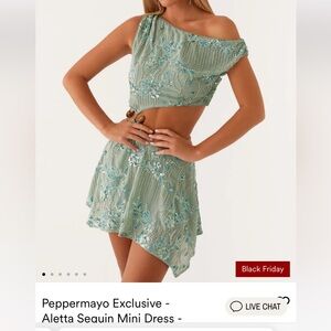 Peppermayo Aletta Sequin Mini Dress - Mint Green